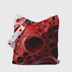 Сумка-шоппер Красно-белая абстрактная структура