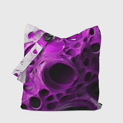 Сумка-шопер Фиолетово-белая абстрактная структура, цвет: 3D-принт