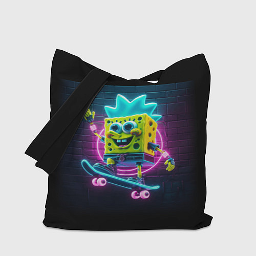 Сумка-шоппер Sponge Bob on a skateboard - ai art fantasy / 3D-принт – фото 1