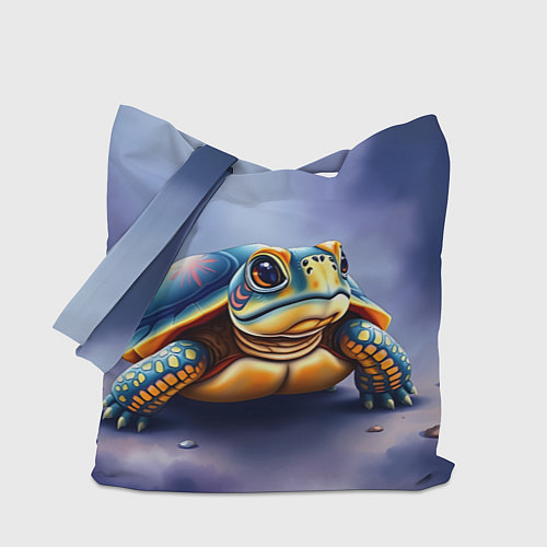 Сумка-шоппер Черепашка на синем фоне / 3D-принт – фото 1
