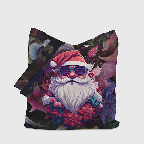 Сумка-шоппер Дед мороз в цветах / 3D-принт – фото 1