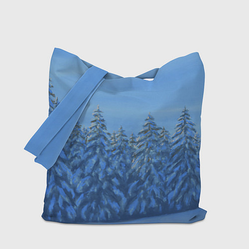 Сумка-шоппер Ёлки под снегом в лесу / 3D-принт – фото 1