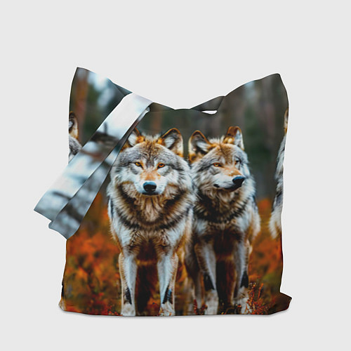 Сумка-шоппер Волки в осеннем лесу / 3D-принт – фото 1