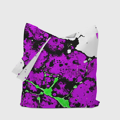 Сумка-шоппер Зелёно-розовая абстракция на белом фоне / 3D-принт – фото 1