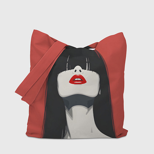 Сумка-шоппер Девушка на красном фоне / 3D-принт – фото 1