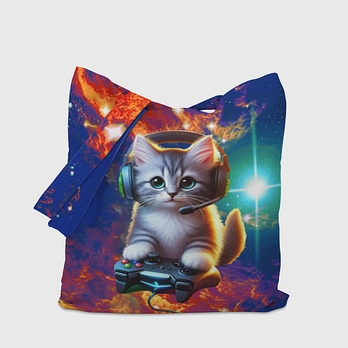 Сумка-шоппер Удивительный мир котёнка игромана / 3D-принт – фото 1
