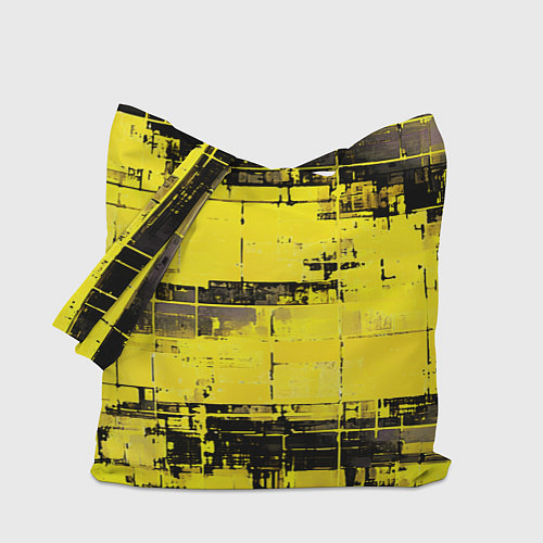 Сумка-шоппер Чёрно-жёлтый техно-паттерн / 3D-принт – фото 1