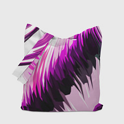 Сумка-шопер Чёрно-розовые острые полосы на белом фоне, цвет: 3D-принт