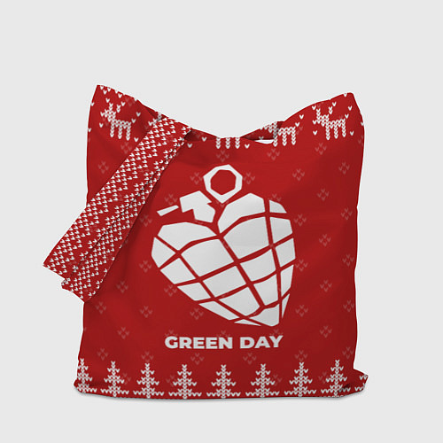 Сумка-шоппер Новогодний Green Day с оленями / 3D-принт – фото 1