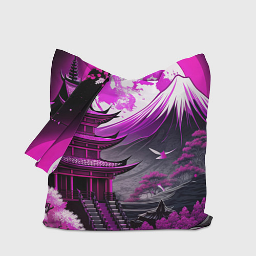 Сумка-шоппер Япония гора в фиолетовом свете / 3D-принт – фото 1