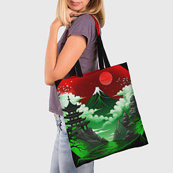 Сумка-шопер Япония красно-зеленая природа, цвет: 3D-принт — фото 2