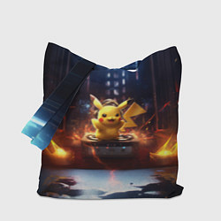 Сумка-шопер Пикачу на диджейской стойке, цвет: 3D-принт