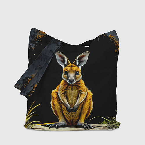 Сумка-шоппер Кенгуру на черном / 3D-принт – фото 1