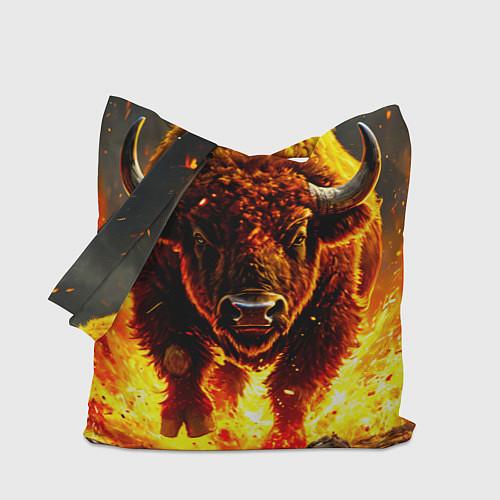 Сумка-шоппер Буйвол в огне / 3D-принт – фото 1