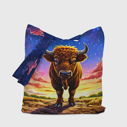 Сумка-шоппер Буйвол в звездной ночи / 3D-принт – фото 1