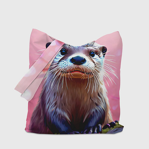 Сумка-шоппер Выдра в розовом цвете / 3D-принт – фото 1