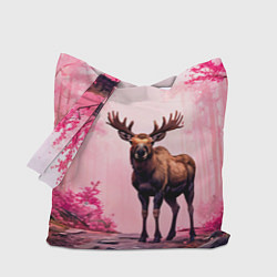 Сумка-шоппер Лось в розовом лесу