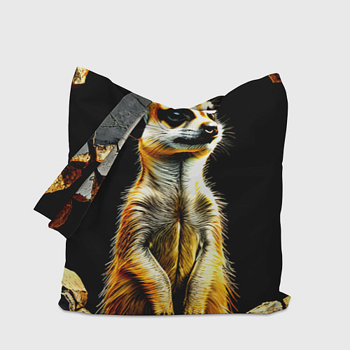 Сумка-шоппер Сурикат на черном / 3D-принт – фото 1