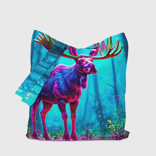 Сумка-шоппер Лось в сереневом свете / 3D-принт – фото 1