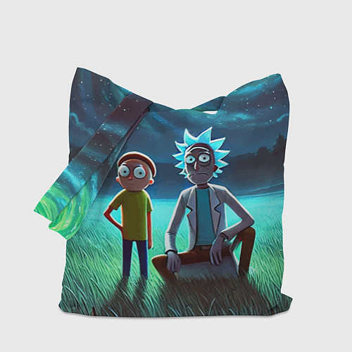 Сумка-шоппер Рик и Морти на поляне - нейроарт / 3D-принт – фото 1