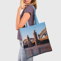 Сумка-шопер Большеохтинский мост в Санкт-Петербурге, цвет: 3D-принт — фото 2