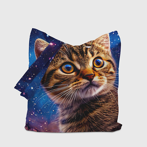 Сумка-шоппер Шотландская прямоухая кошка в космосе / 3D-принт – фото 1