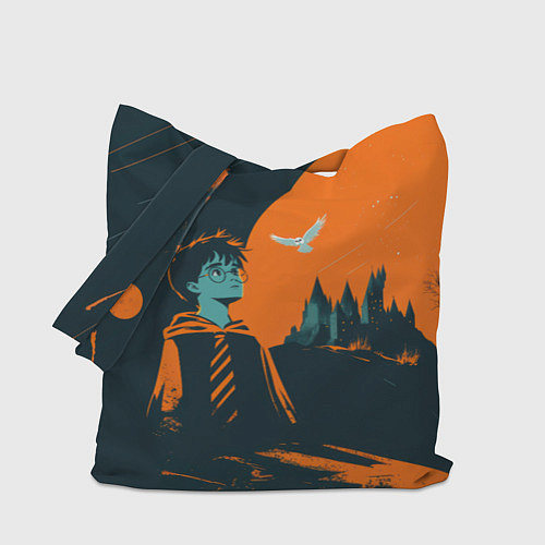 Сумка-шоппер Гарри Поттер черно-оранжевый фон / 3D-принт – фото 1