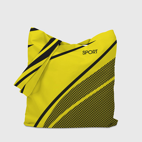Сумка-шоппер Sport жёлтый с чёрным точечный / 3D-принт – фото 1