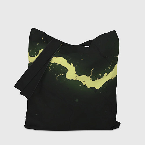 Сумка-шоппер Желтая трещина на черном / 3D-принт – фото 1
