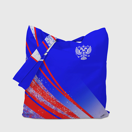 Сумка-шоппер Герб России на фоне цветов флага государства / 3D-принт – фото 1