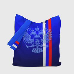 Сумка-шопер Герб России и флаг полосой, цвет: 3D-принт