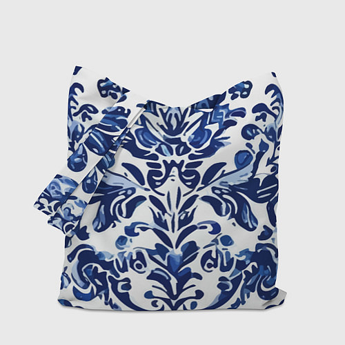 Сумка-шоппер Гжель русский узор акварель / 3D-принт – фото 1