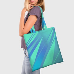 Сумка-шопер Нежный голубой с полосами градиент, цвет: 3D-принт — фото 2