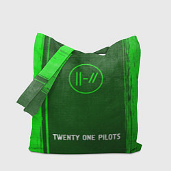 Сумка-шопер Twenty One Pilots - green gradient по-центру, цвет: 3D-принт