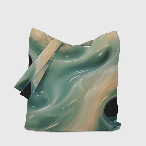 Сумка-шоппер Лазурная слизь на черном текстура / 3D-принт – фото 1