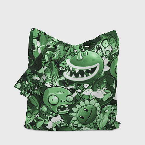 Сумка-шоппер Растения против зомби в зеленом цвете / 3D-принт – фото 1