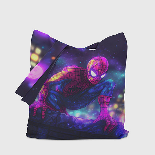 Сумка-шоппер Человек-паук неоновый свет / 3D-принт – фото 1