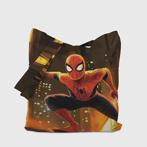 Сумка-шоппер Человек-паук пускает паутину / 3D-принт – фото 1