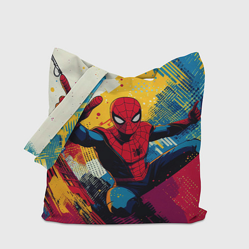 Сумка-шоппер Человек паук висит на паутине / 3D-принт – фото 1
