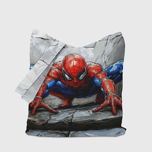 Сумка-шоппер Человек-паук палзет на стене / 3D-принт – фото 1