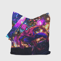 Сумка-шопер Человек-паук и фиолетовый свет, цвет: 3D-принт