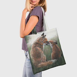 Сумка-шопер Лиса с лисёнком, цвет: 3D-принт — фото 2