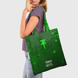 Сумка-шопер Tokio Hotel - green gradient по-центру, цвет: 3D-принт — фото 2