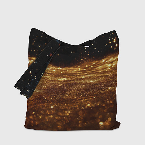 Сумка-шоппер Золотистые крупицы на черном / 3D-принт – фото 1