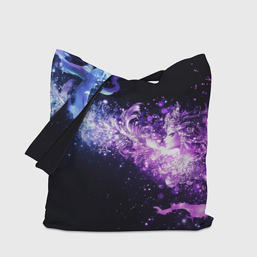Сумка-шоппер Фиолетово-синяя абстрактная волна / 3D-принт – фото 1