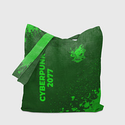 Сумка-шоппер Cyberpunk 2077 - green gradient вертикально