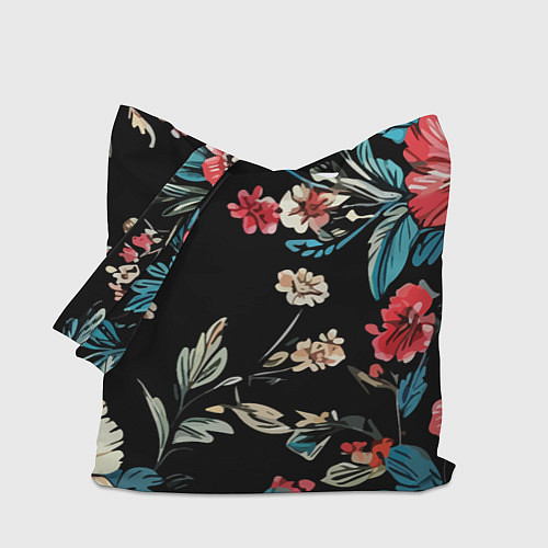 Сумка-шоппер Цветы старинный узор / 3D-принт – фото 1