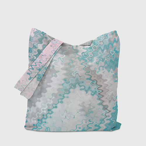 Сумка-шоппер Серо-бирюзовый абстрактный / 3D-принт – фото 1