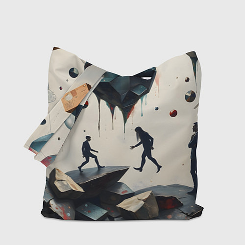 Сумка-шоппер Сюрреалистичные люди и камни / 3D-принт – фото 1