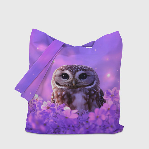 Сумка-шоппер Сова в фиолетовых цветах / 3D-принт – фото 1